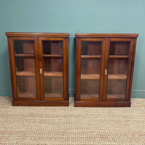 Pair of Victorian Walnut Antique Bookcases
