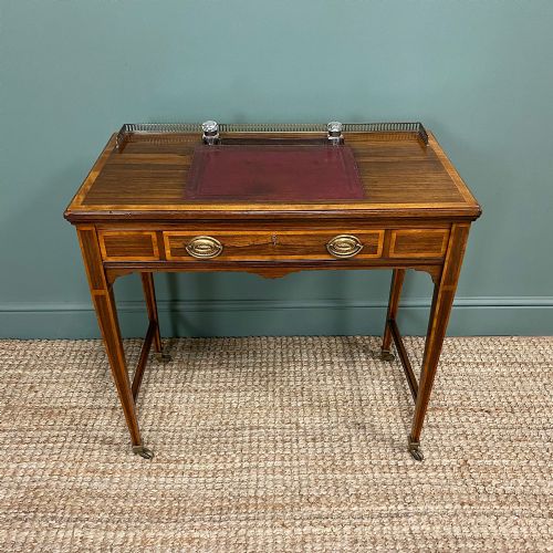 Spectacular Quality Victorian Rosewood Antique Writing Table
