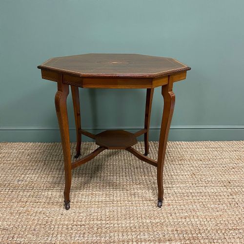 SPECTACULAR QUALITY INLAID MAHOGANY ANTIQUE CENTRE TABLE LAMP TABLE - ADDITIONAL PHOTO 5