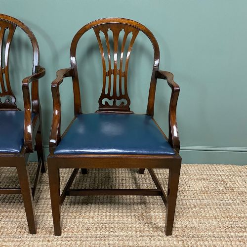 fig 3. Elegant Pair of Edwardian Walnut Hepplewhite Design Antique Carver Chairs