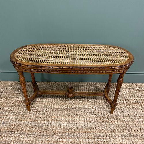 French Walnut Edwardian Caned Long Antique Stool
