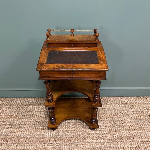 Stunning Victorian Walnut Antique Davenport Whatnot
