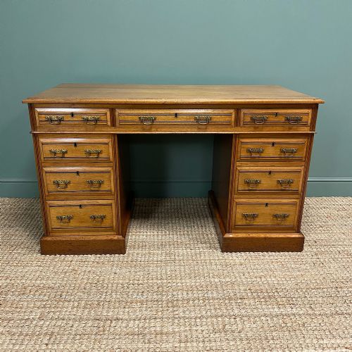 Victorian Walnut Antique Pedestal Desk
