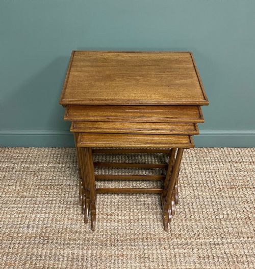 Edwardian Mellow Walnut Nest of Four Antique Tables
