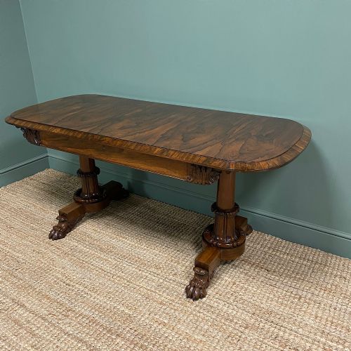 fig 3. Rare Large Spectacular Figured Rosewood Antique Sofa / Console Table
