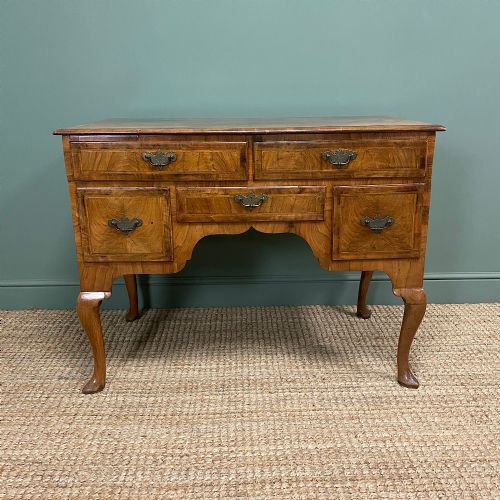Spectacular 18th Century Figured Walnut Antique Low Boy / Side Table
