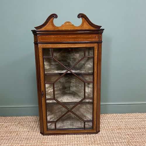 Striking Victorian Mahogany Antique Glazed Corner Display Cabinet
