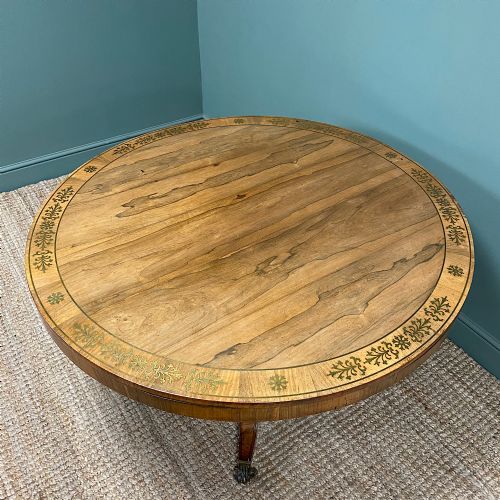 fig 2. Spectacular Mellow Rosewood and Brass Inlaid Regency Circular Centre Table