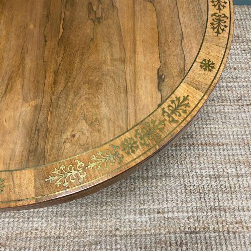 fig 3. Spectacular Mellow Rosewood and Brass Inlaid Regency Circular Centre Table