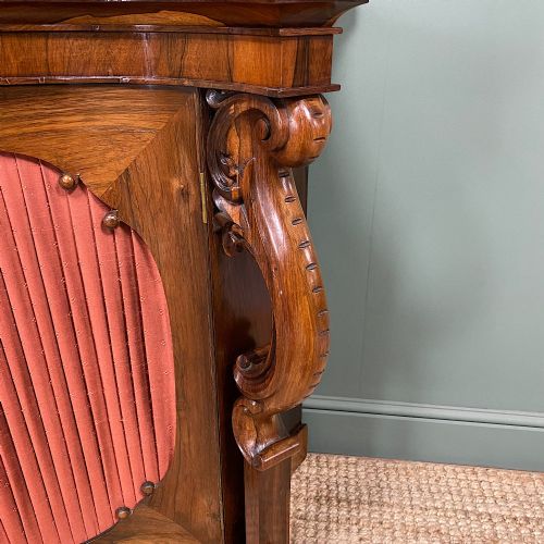 SPECTACULAR FIGURED ROSEWOOD SERPENTINE VICTORIAN ANTIQUE CREDENZA - ADDITIONAL PHOTO 2