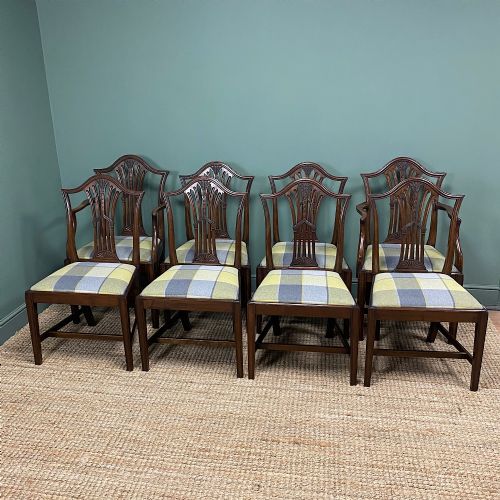 Set of 8 Hepplewhite Design Antique Mahogany Dining Chairs
