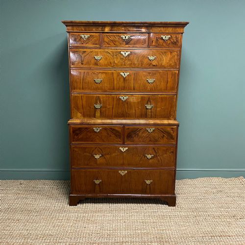 Early 18th Century Georgian Walnut Antique Chest on Chest
