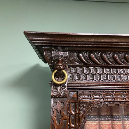 fig 2. Victorian Carved Oak Antique Bookcase