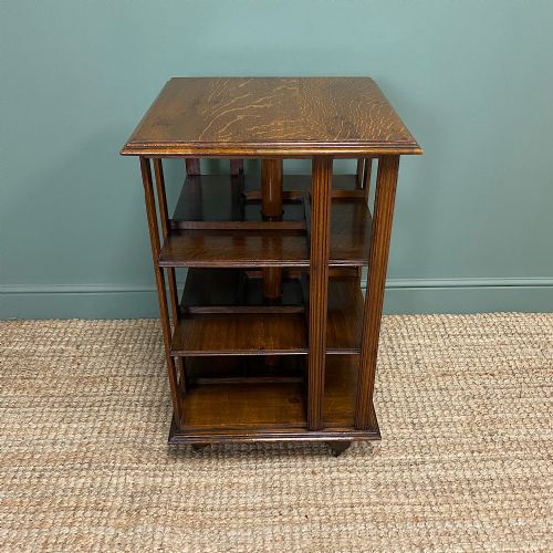 Quality Gillows Oak Antique Revolving Bookcase
