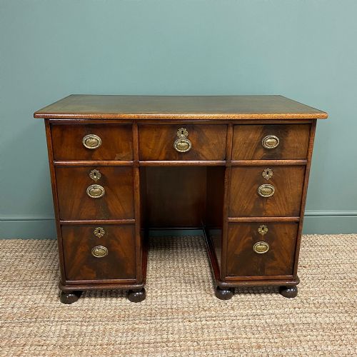 Small Victorian Mahogany Antique Pedestal Desk
