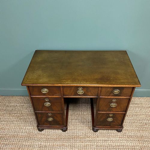 fig 3. Small Victorian Mahogany Antique Pedestal Desk