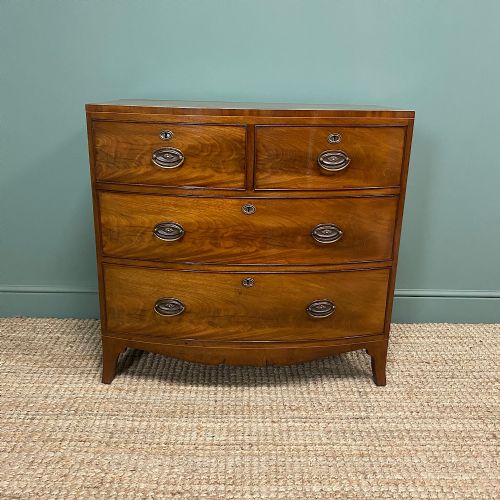 Small Bow Fronted Regency Antique Chest of Drawers
