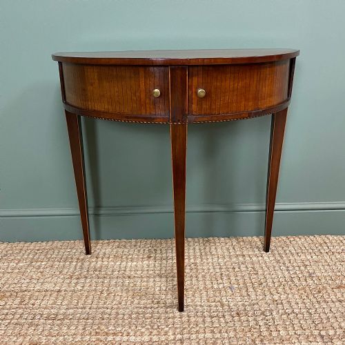 Elegant Demi Lune Tambour Front Antique Side Table
