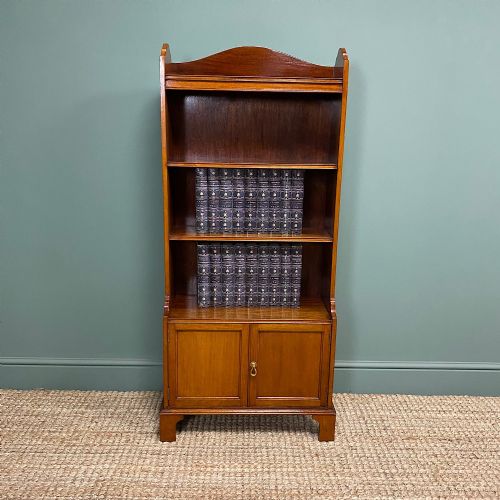 Quality Small Edwardian Figured Mahogany Antique Waterfall Bookcase
