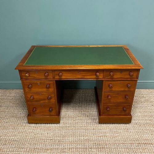 LARGE VICTORIAN MAHOGANY ANTIQUE PEDESTAL DESK - ADDITIONAL PHOTO 1