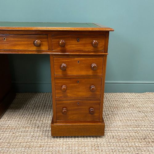 LARGE VICTORIAN MAHOGANY ANTIQUE PEDESTAL DESK - ADDITIONAL PHOTO 2