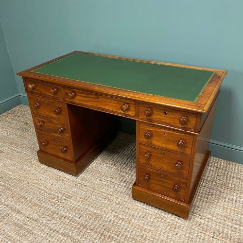 LARGE VICTORIAN MAHOGANY ANTIQUE PEDESTAL DESK - ADDITIONAL PHOTO 3