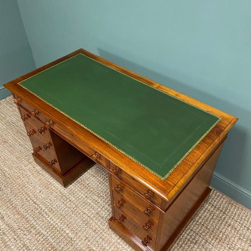 LARGE VICTORIAN MAHOGANY ANTIQUE PEDESTAL DESK - ADDITIONAL PHOTO 5