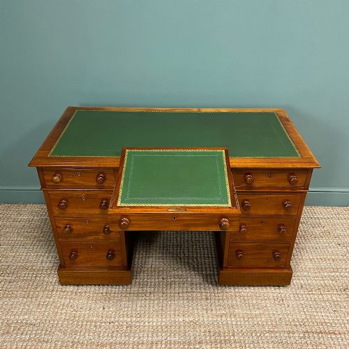 LARGE VICTORIAN MAHOGANY ANTIQUE PEDESTAL DESK - ADDITIONAL PHOTO 6