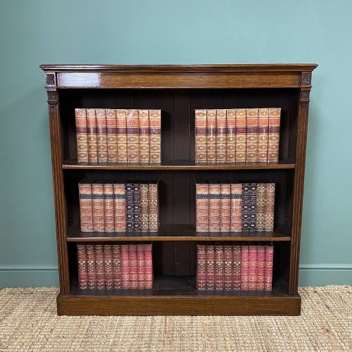 Quality Arts & Crafts Victorian Oak Large Open Bookcase
