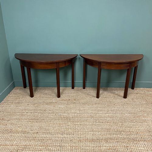 Pair of Georgian Antique Mahogany D End Console Tables
