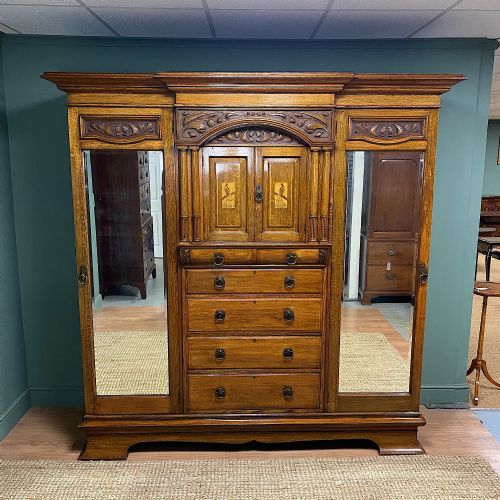 Spectacular Large Victorian Oak Antique Wardrobe by Maple & Co
