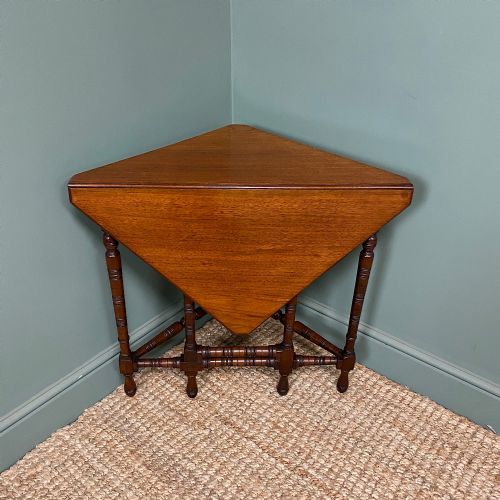 Unusual Arts & Crafts Walnut Antique Corner Table
