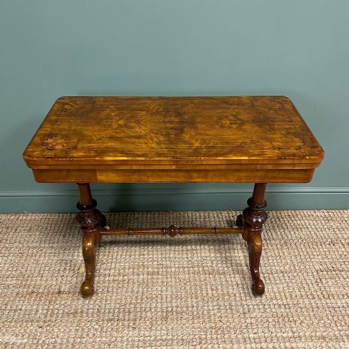 Quality Figured Walnut Victorian Antique Card Table / Games Table
