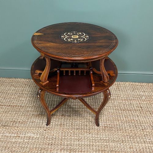 Unusual Victorian Rosewood Antique Revolving Book Table
