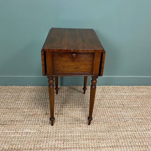 RARE REGENCY ROSEWOOD SMALL ANTIQUE PEMBROKE TABLE - ADDITIONAL PHOTO 1