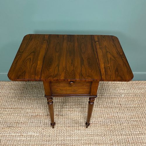 RARE REGENCY ROSEWOOD SMALL ANTIQUE PEMBROKE TABLE - ADDITIONAL PHOTO 2