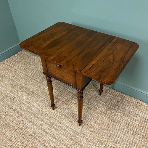 RARE REGENCY ROSEWOOD SMALL ANTIQUE PEMBROKE TABLE - ADDITIONAL PHOTO 5