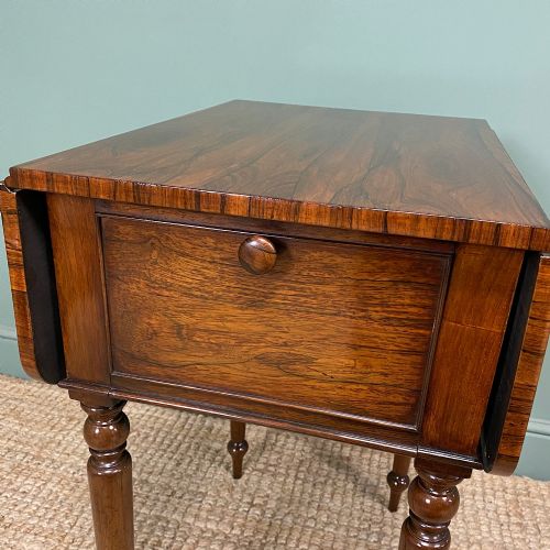RARE REGENCY ROSEWOOD SMALL ANTIQUE PEMBROKE TABLE - ADDITIONAL PHOTO 6