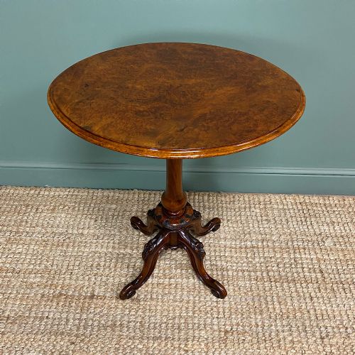 Beautifully Figured Victorian Walnut Antique Occasional Table
