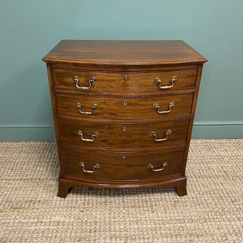 Small Quality Edwardian Mahogany Antique Bow Fronted Chest of Drawers

