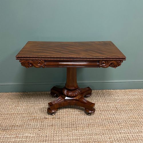 Fine Quality William IV Figured Mahogany Antique Games Table
