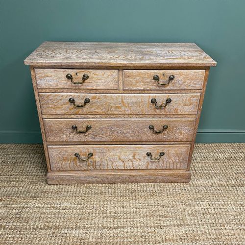 Superb Quality Limed Oak Antique Chest of Drawers
