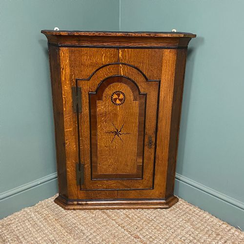 Wall Hanging Georgian Oak Antique Corner Cabinet