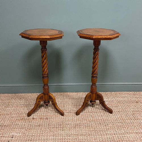 Unusual Pair of Victorian Oak Antique Tables
