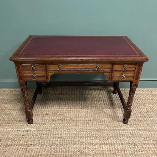 Stunning Victorian Gillows Antique Oak Writing Desk
