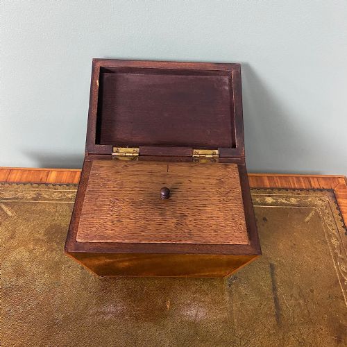 SMALL MAHOGANY ANTIQUE TEA CADDY - ADDITIONAL PHOTO 2