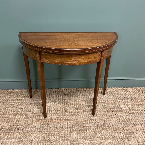 Stunning Demi Lune Mahogany Antique Games Table
