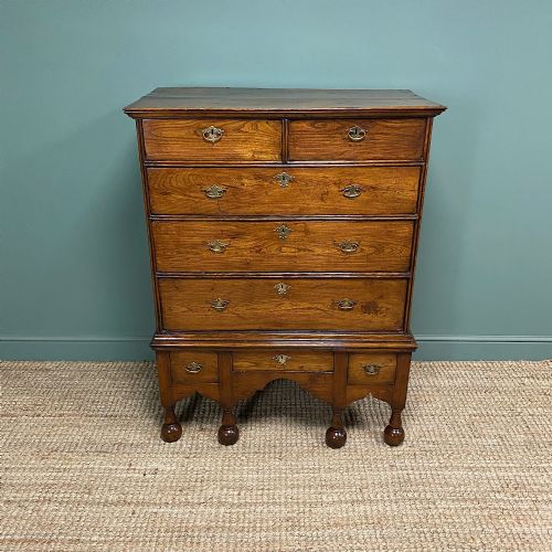 Rare 18th Century Elm Antique Chest on Stand

