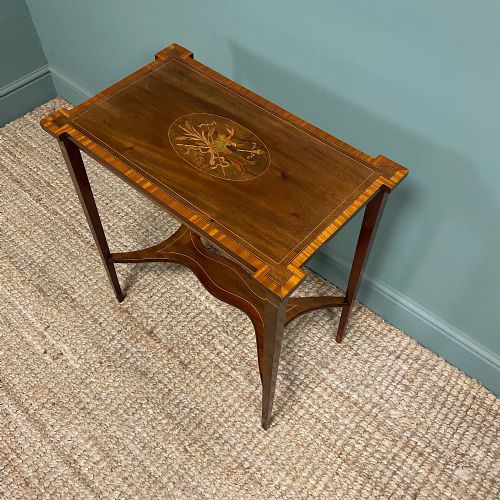FINE QUALITY EDWARDIAN INLAID MAHOGANY ANTIQUE SIDE TABLE - ADDITIONAL PHOTO 5
