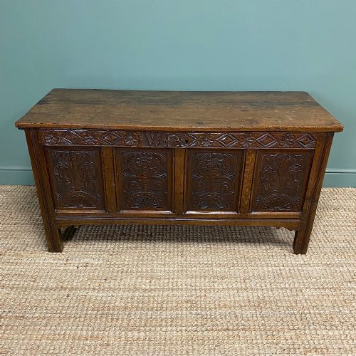 Charming Seventeenth Century Period Oak Antique Coffer
